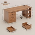 thumbnail image 2 of 55.1" Farmhouse Executive Desk with 3 Drawers and Storage Shelves, Corner Computer Desk for Home Office, 2 of 7