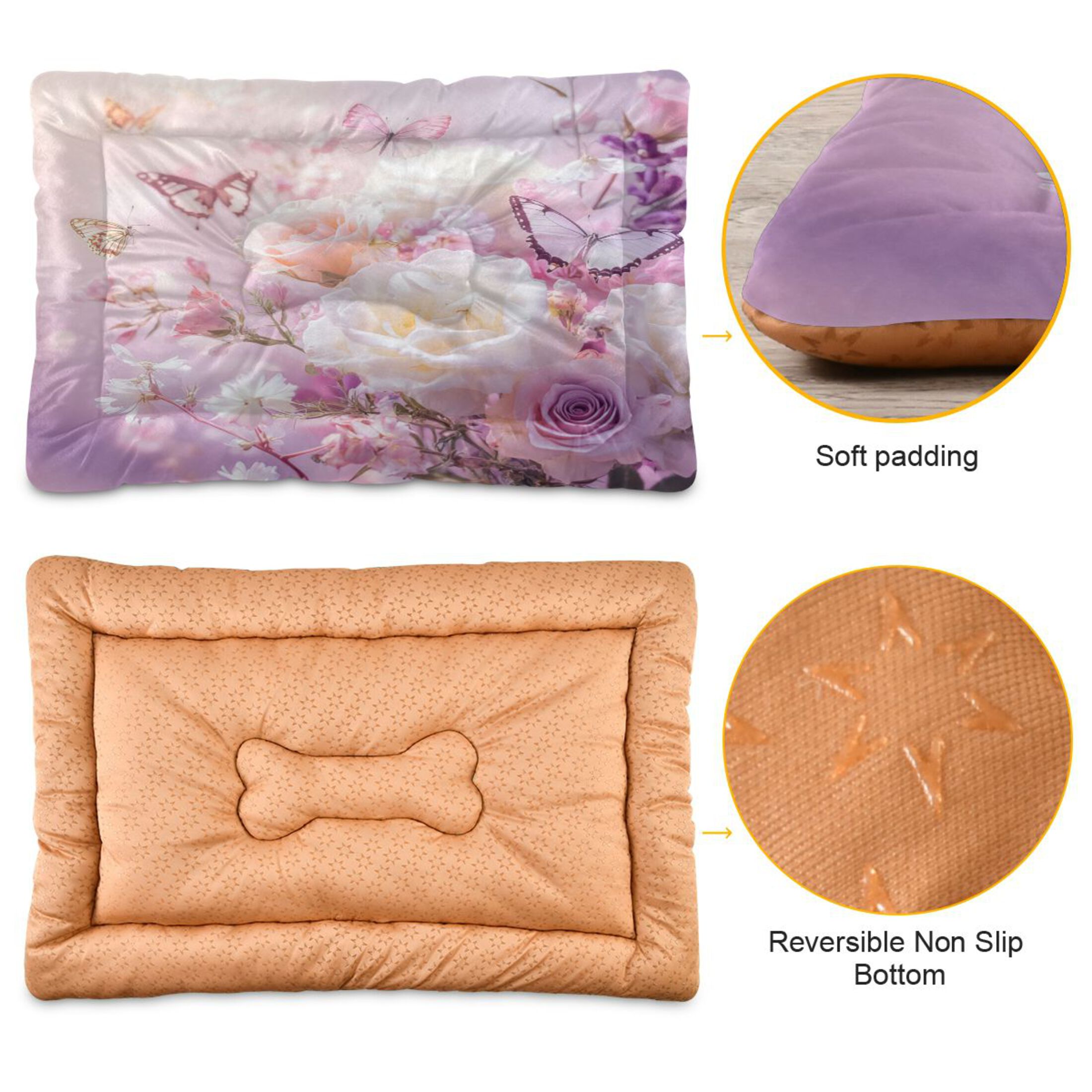 Qxltty Butterfly Garden Ped Pad Wear-resistant and Hard to Bite Through Sleeping Pad for Small Medium Large Dogs Winter Pet Bed 36×24in