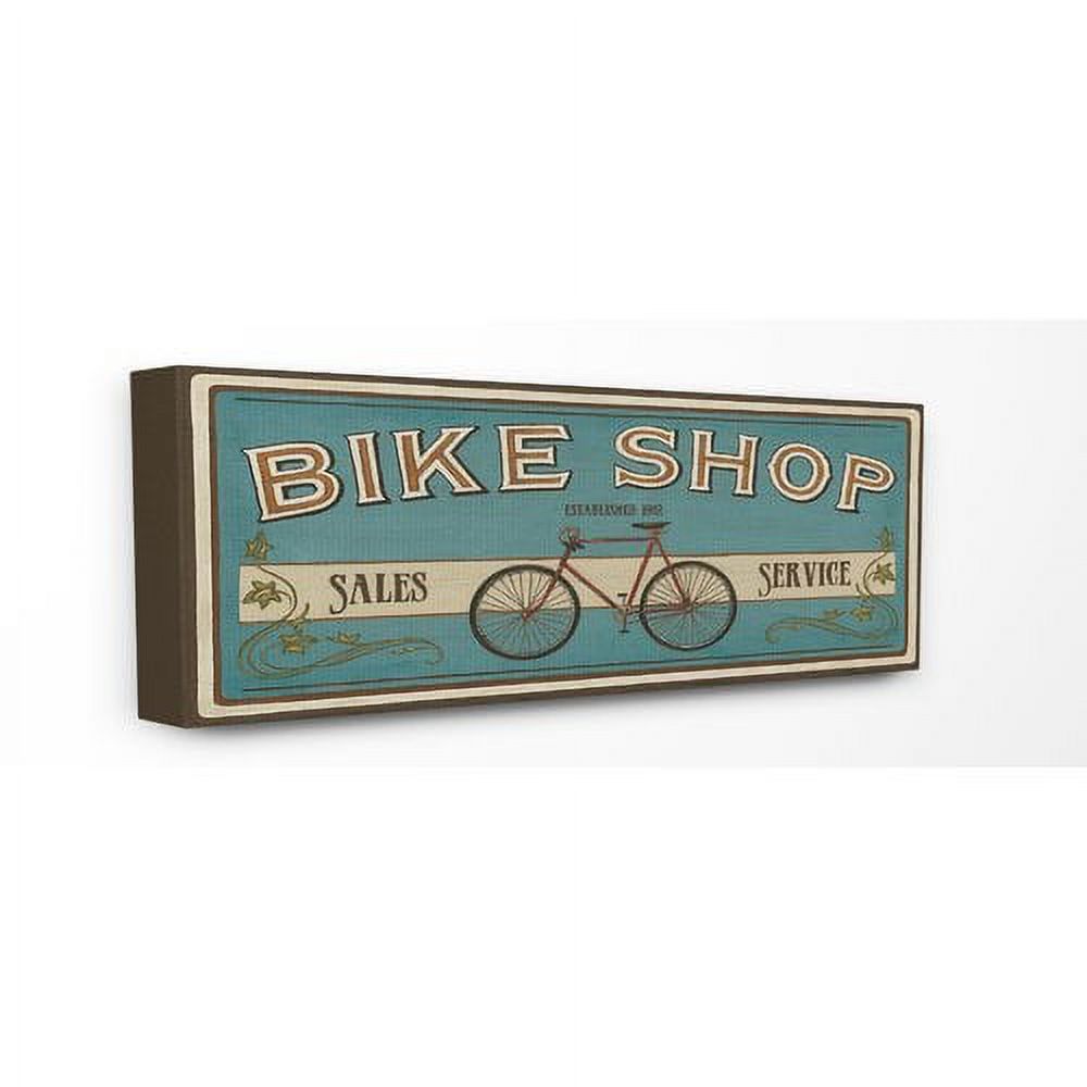 The Stupell Home Decor Collection Blue Bike Shop Store Sign Wall Plaque Art