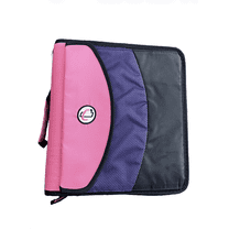 Case-it 3" Inch Dual D Ring Binder Dual-121-a 2-in-1 Zipper Binders with Handle and Shoulder Strap, Pink & Purple