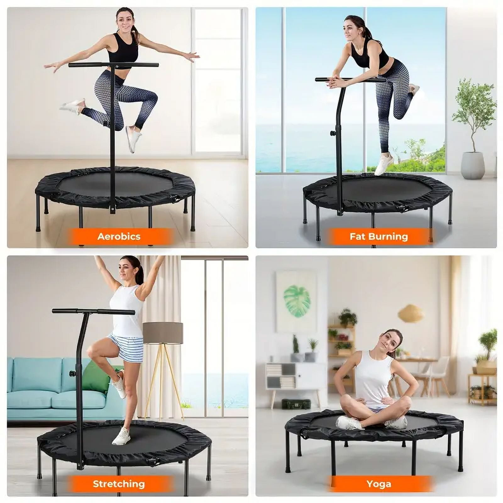 GARTIO 50 Fitness Trampoline Mini Bungee Rebounder Cardio Trainer Max Limit 330 lbs Walmart