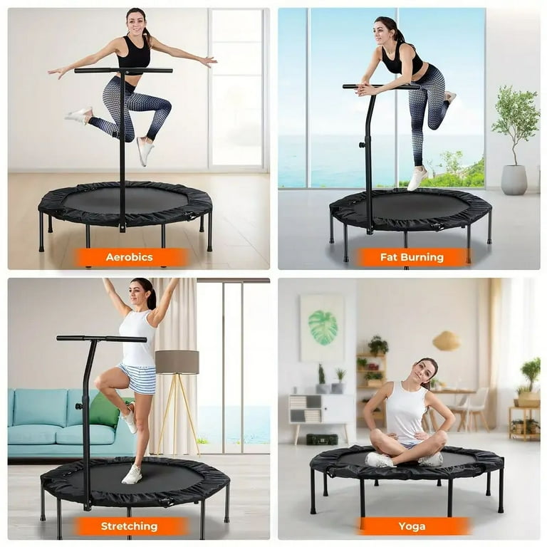 GARTIO 50 Fitness Trampoline Silent Mini Trampoline Bungee Rebounder Jumping Cardio Trainer Workout for Kids Adults Max Limit 330 lbs