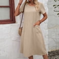 thumbnail image 1 of SMihono Robe d'Été Grande Taille pour Femmes 2023 à Manches Courtes, Couleur Unie, Coupe Ample, Robe T-shirt à Col Rond, 1 of 5