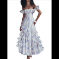 thumbnail image 2 of Vestidos Largos de Verano para Mujer, con Hombros Descubiertos, Florales, con Volantes, para Playa, Estilo Bohemio, para Invitada de Boda M, 2 of 9