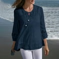 thumbnail image 2 of Blusa vintage de encaje con parches para mujer: cuello en V con lazo, manga 3/4, bordado, color liso, estilo retro/casual, verano, 2 of 5