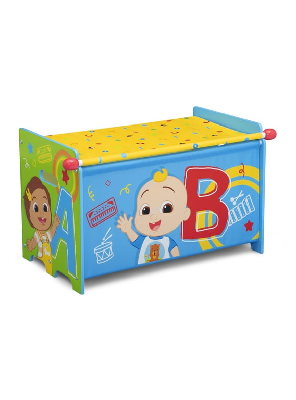 CoComelon Toy Box with Retractable Fabric Top by Delta Children, Blue