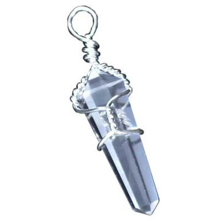 Azura Wrap Clear Quartz Crystal Wire Wrapped Point Pendant Provide Aura of Protection and Relieve Stress and Headaches ()