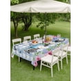 thumbnail image 3 of Outdoor Tablecloth with Umbrella Hole and Zipper, Spring Rectangle Table Cloth 60x120 Inch Waterproof Tablecloth, Truck Botanical Rose Leaves Blue White Plaid Picnic Table Cover for Patio Camping, 3 of 7