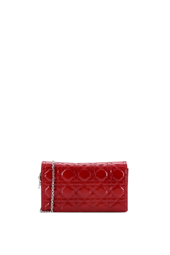 Pre-Owned Lady Dior Chain Pouch Cannage Quilt Patent By Rebag