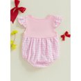 thumbnail image 5 of Miaouyo Baby Girls Summer Romper Plaid Pattern Bow Embroidery Crew Neck Flying Sleeve Infant Jumpsuit, 5 of 9