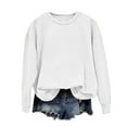 thumbnail image 2 of Baberdicy T-Shirts pour Femmes Chandail en Molleton Col Rond Coupe Ample Couleur Unie Manches Longues Hauts Automne Femmes Hauts Blancs, 2 of 4
