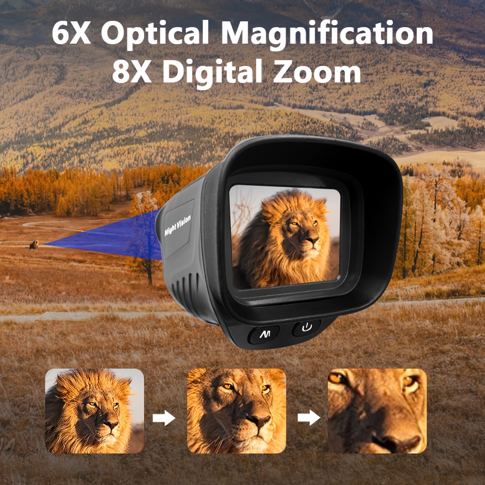 2.5K HD Digital Night Vision Monocular 8X Zoom 984ft Infrared Viewing in Total Darkness Video Recording Function for Wildlife Watching Security Scouting Ideal Tech Gift
