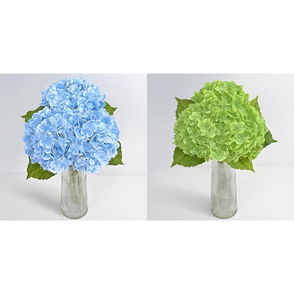 Blue Hydrangea Artificial Flowers & Green Hydrangea Artificial Flowers for Home Decor Party Arrangements Wedding Bouquets Centerpieces