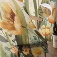 thumbnail image 5 of Sheer Curtains 96 inches Long, Yellow Tulip Watercolor Floral Retro Linen Light Filtering Sheer Window Curtains Rod Pocket Voile Drapes for Bedroom Living Room, 52"W x 96"L 2 Panels, 5 of 7