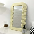 thumbnail image 4 of Simmer Stone Wave Pattern Irregular Makeup Mirror Tabletop Vanity/ Cosmetic Desktop Mirror Hanging/ Wall Mirrors Desk Countertop Dressing for Home Bedroom Decorative Yellow, 4 of 10