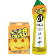 Scrub Daddy OG + Cif All Purpose Cleaning Cream, Lemon - Multi Surface Household Cleaning Cream + Scrub Daddy Scratch-Free Multipurpose Dish Sponge
