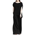 thumbnail image 1 of PENGXIANG Ensemble d'Été 2 Pcs pour Femmes Ensemble Décontracté Couleur Unie Col Rond Pantalon Grand, 1 of 7