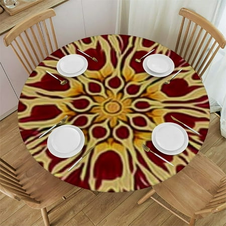 

Ollo0ord Holiday Table Cover for Formal Everyday Datura Geometric Decoration The Tablecloth is Wrinkle Free Durable and Washable Flowers 46 -50
