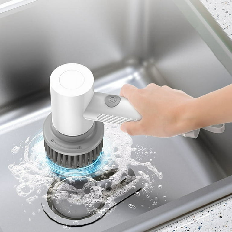 Wireless Electric Cleaning Brush USB Rechargeable Kitchen Dishwashing Brush  Bathtub Tile Cleaning Brush White