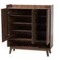 thumbnail image 3 of Baxton Studio Delaire Mid-Century Modern Walnut Brown Finished Wood Shoe Cabinet, 3 of 11