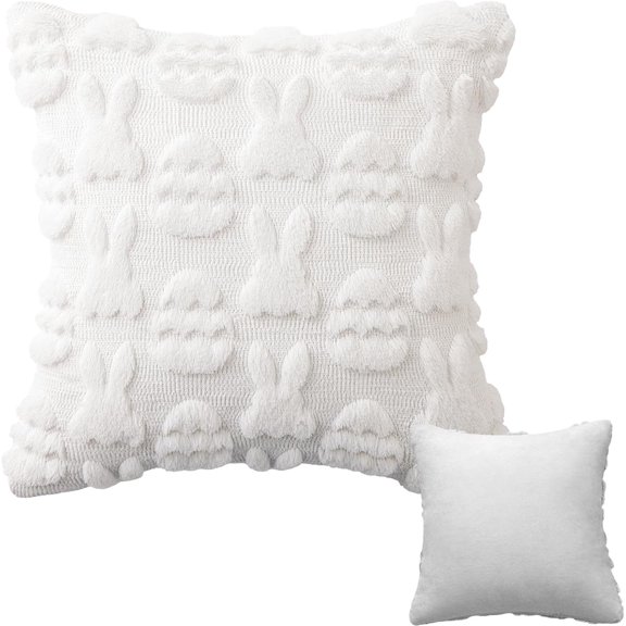 Easter Pillow Covers – 45x45cm Soft Cushion Pillowcase – Rabbit Egg Pattern Decorative Cover – Spring Holiday Cushion Case – Home Accent for Living Room Couch Sofa Bedroom Farmhouse Indoor
