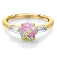 thumbnail image 3 of Gem Stone King 10K Yellow Gold Simulated Pink Opal and Lab Grown Diamond Engagement Ring for Women | 1.35 Cttw | Oval Cabochon 8X6MM | Gemstone October Birthstone | Size 7, 3 of 6