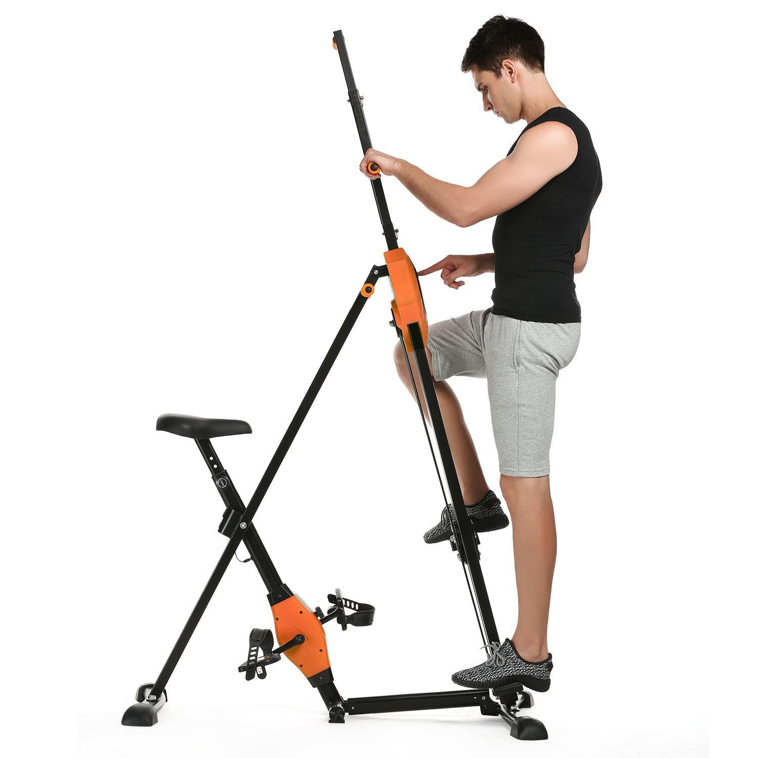 2in1 Resistance Vertical Climber Magnetic Foldable Exercise Bike Fitness Stepper 