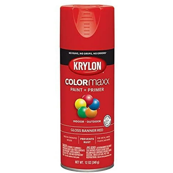 Krylon COLORmaxx Paint & Primer Spray Paint Gloss - Durable, Fast Dry - 6 Pack, 12 oz, Red