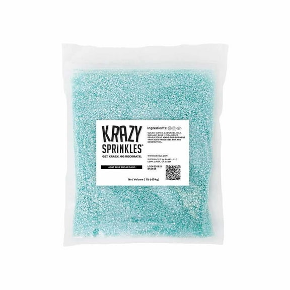 Krazy Sprinkles - Edible Light Blue Sugar Sand - Bold Cake Decoration, 1lb Bag