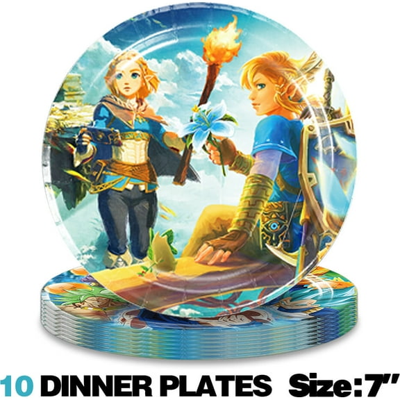 10PCS Zelda Paper Plates Party Supplies Tableware Disposable Dinnerware