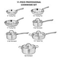 thumbnail image 2 of Ktaxon 11-Piece Stainless Steel Cookware Set, 3 Ply Pots and Pans Kitchen Set, Oven Dishwasher Safe, Compatible for Most Cooktops, 2 of 10