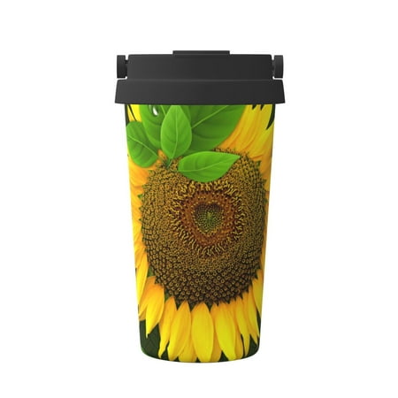 

Tebeau Sunflower3 Print Travel Coffee Mug Insulated Coffee Cup with Leakproof Lid Coffee Tumbler Reusable Coffee Cups with Seal Lid