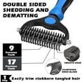 thumbnail image 3 of 5PCS Pet Grooming Brush, Double Sided Shedding and Dematting Undercoat Rake Comb for Dogs and Cats, Large (Rake, Gloves, Comb & Bath Brush), 3 of 6