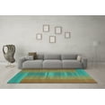 thumbnail image 3 of Ahgly Company Machine Washable Indoor Square Abstract Turquoise Blue Contemporary Area Rugs, 5' Square, 3 of 4