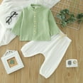 thumbnail image 2 of Toddler Boys Girls Long Sleeve Solid Tops Button Up T Shirt Pants Outfits, 2 of 5