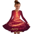 thumbnail image 1 of EGNMCR Longues Robe à Manches à Col Rond Filles Noël Imprimée Robe Patineuse Tournoyante à Manches Longues pour Récital d'École Robe à Manches Longues à Col Rond Fille Robe en Polyester, 1 of 4