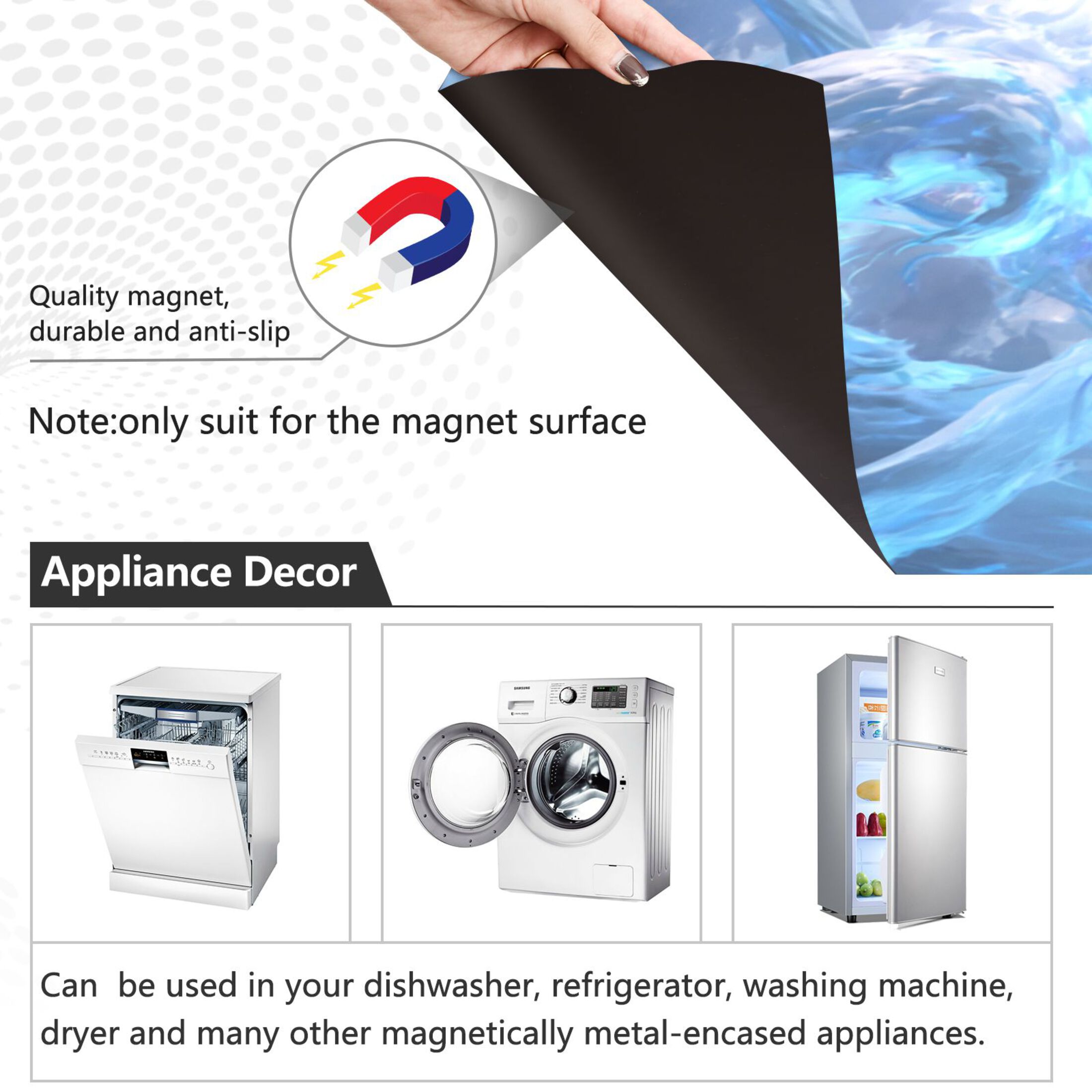 Dishwasher Magnetic Refrigerator Magnet Cover Sticker Home Decorative 23"x26" Handsome White Horse and Warrior