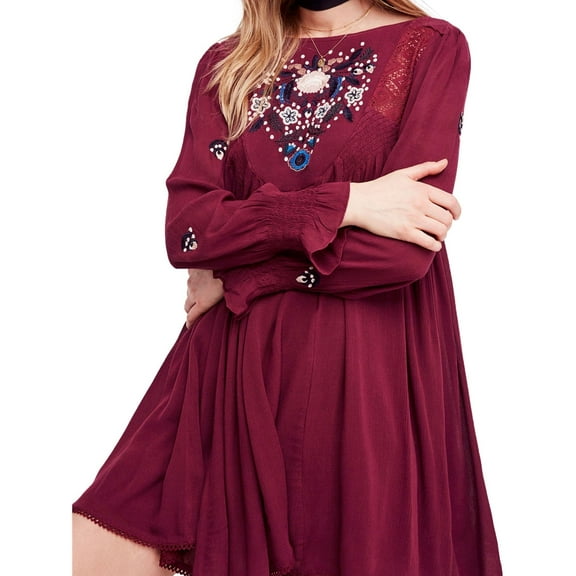 Free People Womens Mohave A-line Dress, Purple, X-Small