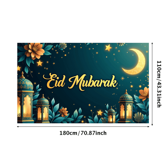Lanternes Eid Mubarak Fond Ciel Nocturne Bannière pour Célébration Eid Fournitures de Fête Décorations Ramadan Festival Musulman