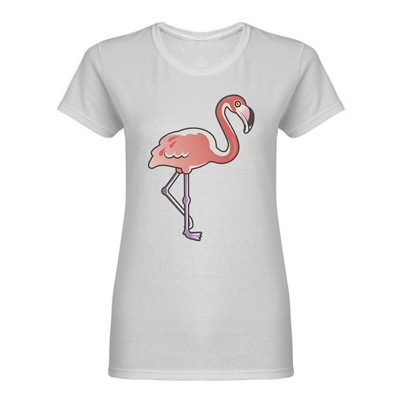Cute Flamingo Graphic Shaped T-Shirt Women -Image by Shutterstock, Female Medium