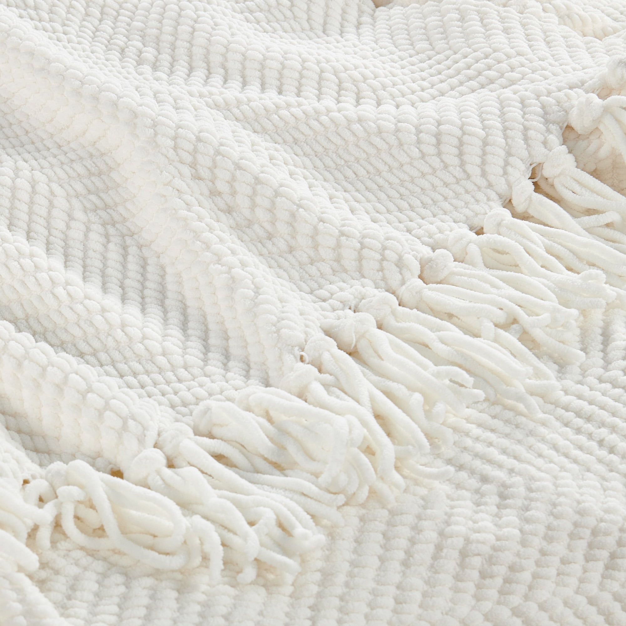 Home Soft Things Reversible Tweed Throw Blanket, Super Soft & Cozy - Antique White, 60x80"