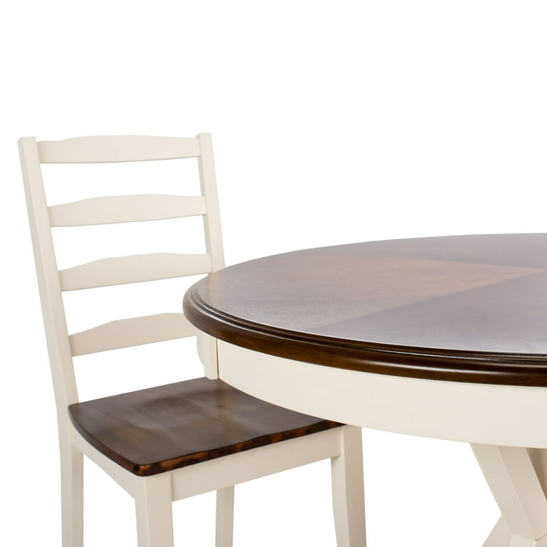 Safavieh Shay 5-Piece Dining Set - White & Natural Wood Table With 4 Chairs, 40" Square