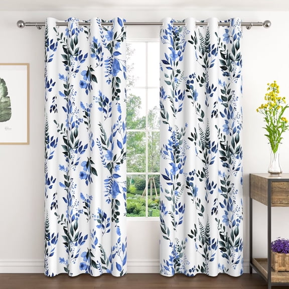 Lfeey Room Darkening Curtains, Window Drapes for Bedroom Living Room, Purple Black Floral, W42 x L63 inch, 2 Panels