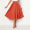thumbnail image 5 of 21 Colors Flax Skirt for Women Summer Plus Size Flowy Large Hem Elastic Waist Breathable Lightweight Soft Casaul Pleated Midi Skirts Blue, 5 of 9