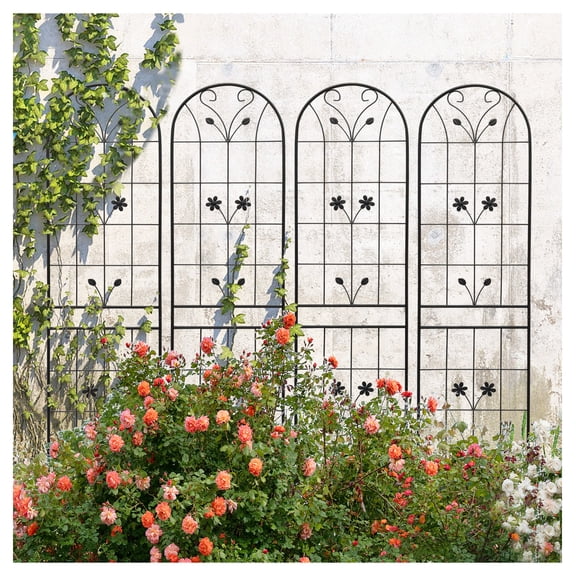4 Pack Metal Garden Trellis 86.7" x 19.7" Rustproof Trellis for Climbing Plants Outdoor Flower Support Black