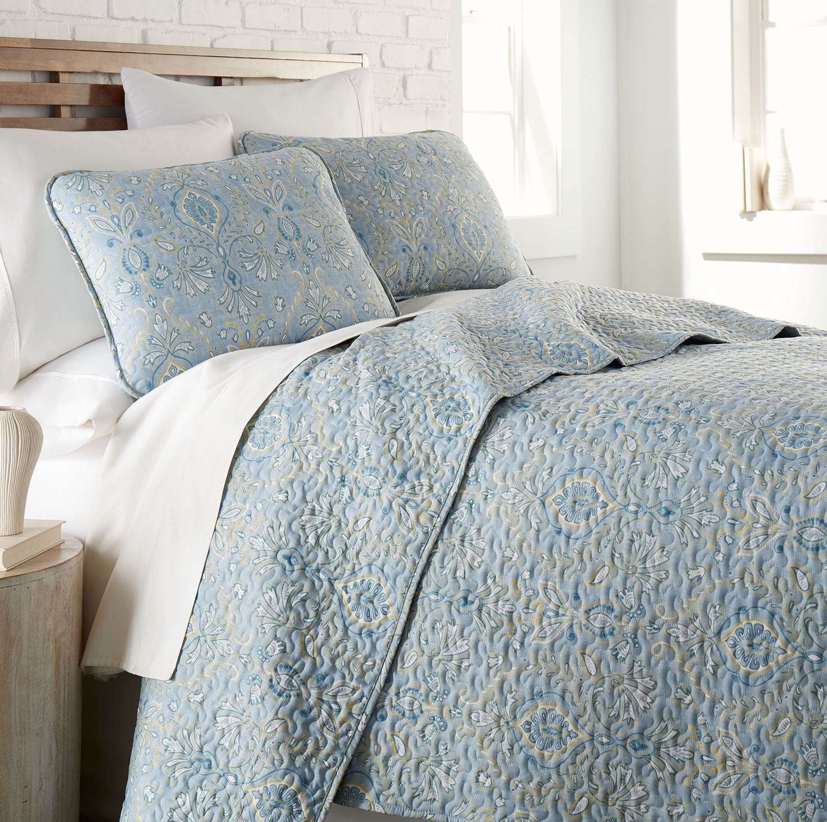 Details about   3 Pc Watercolor 100% Cotton Quilt Set Quilted Bedspread Coverlet Shams Multi 