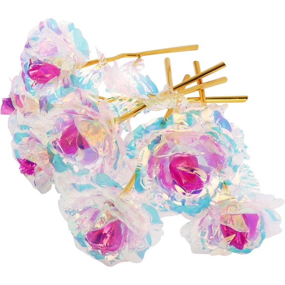 LEWEEN 15 Pcs 24K Galaxy Rose Colorful Artificial Flowers Rainbow Rose Flower Forever Rose Best Gifts for Mother's Day Thanksgiving Valentine's Day Girl's Birthday Party, Gradient Color