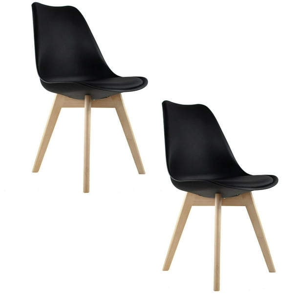 Juego de Sillas Negras Eames Acojinadas MUNDO IN para Comedor 2 Piezas Casa