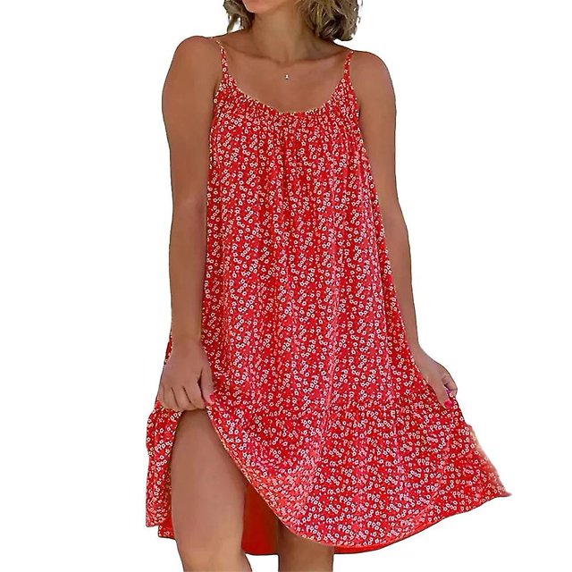 Vestido camisola con estampado floral Vestido sin mangas de verano Vestido con tirantes que combina con todo con cuello en U