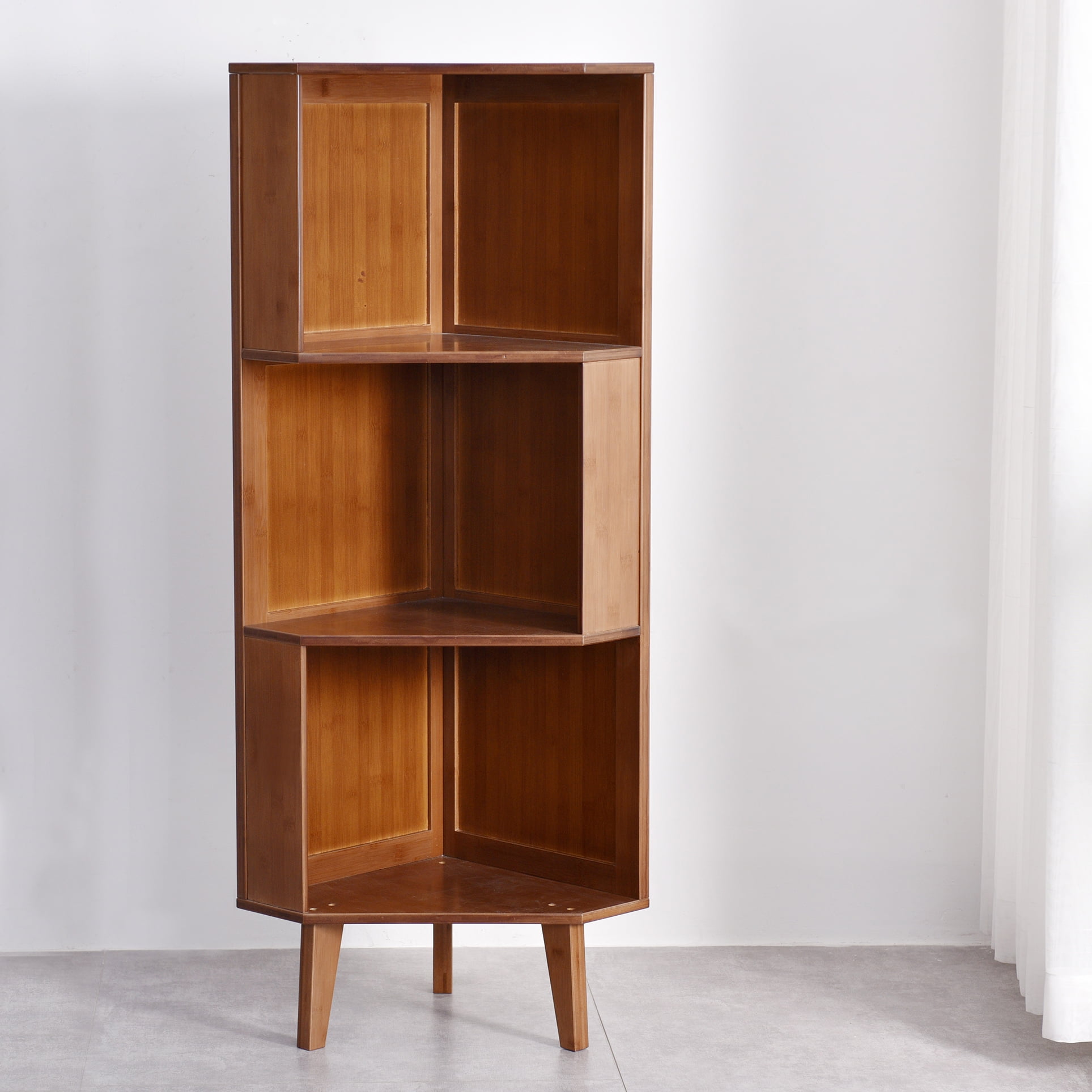 BALANBO 3Shelf Corner Bookcase Industrial Corner Bookshelf AShaped